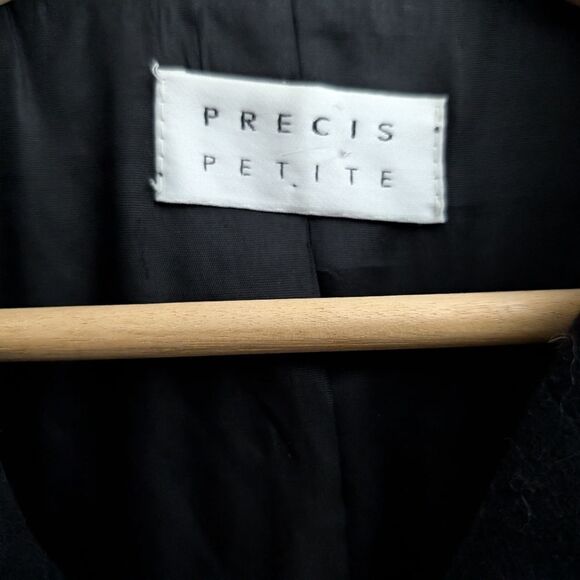 Black wool cashmere full length coat double- breasted, detachable fur lo… - Picture 6 of 14